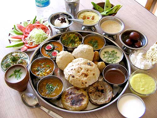 An Elaborate vegetarian Mahrashtrian Thali